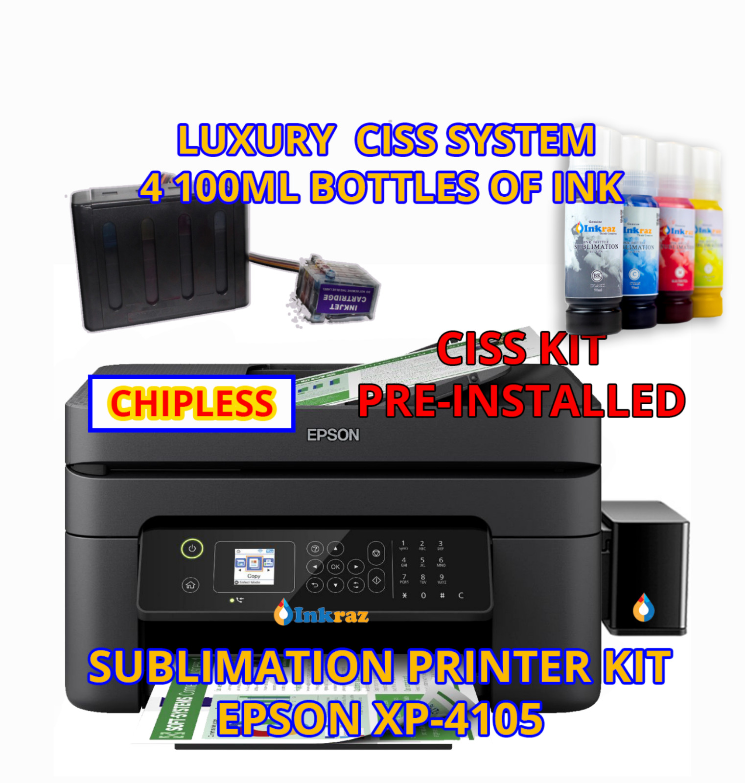 Epson xp4100 / xp4105 Printer With Sublimation Ink, Sublimation Printer Bundle