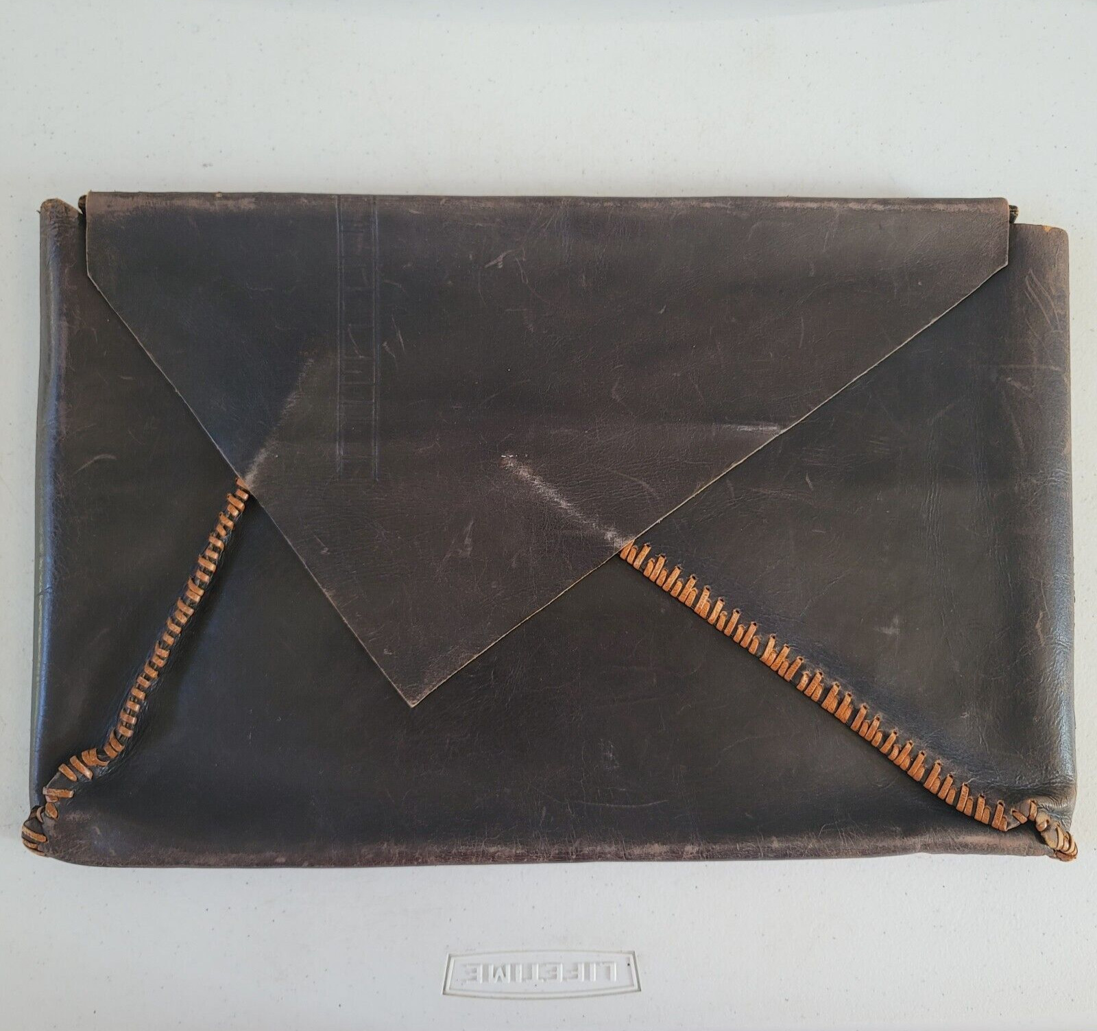 Vintage Leather Laptop Document Sleeve with Flap 16\