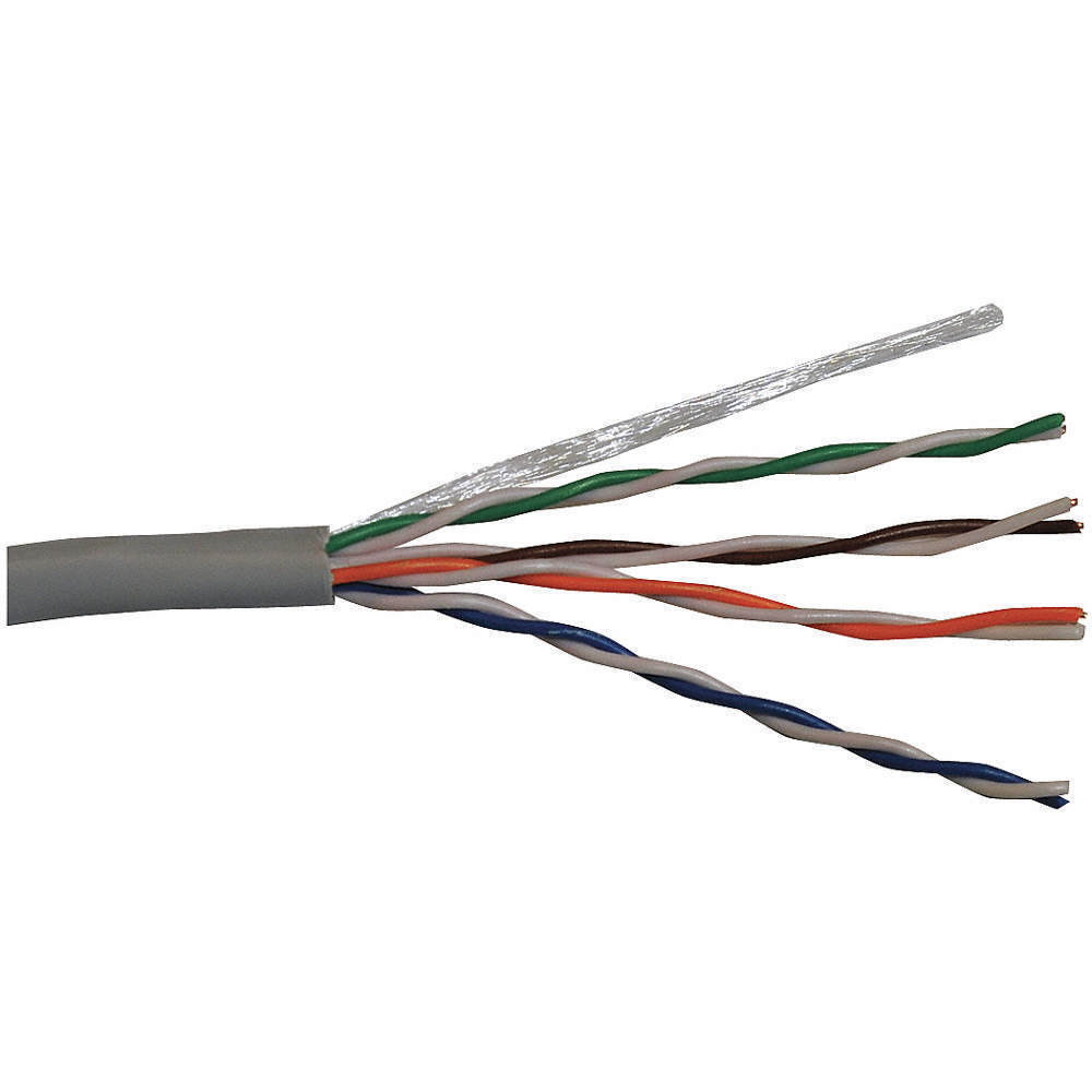 CAROL CR5.30.10 Data Cable,Cat 5e,24 AWG,1000ft,Gray 21EN33