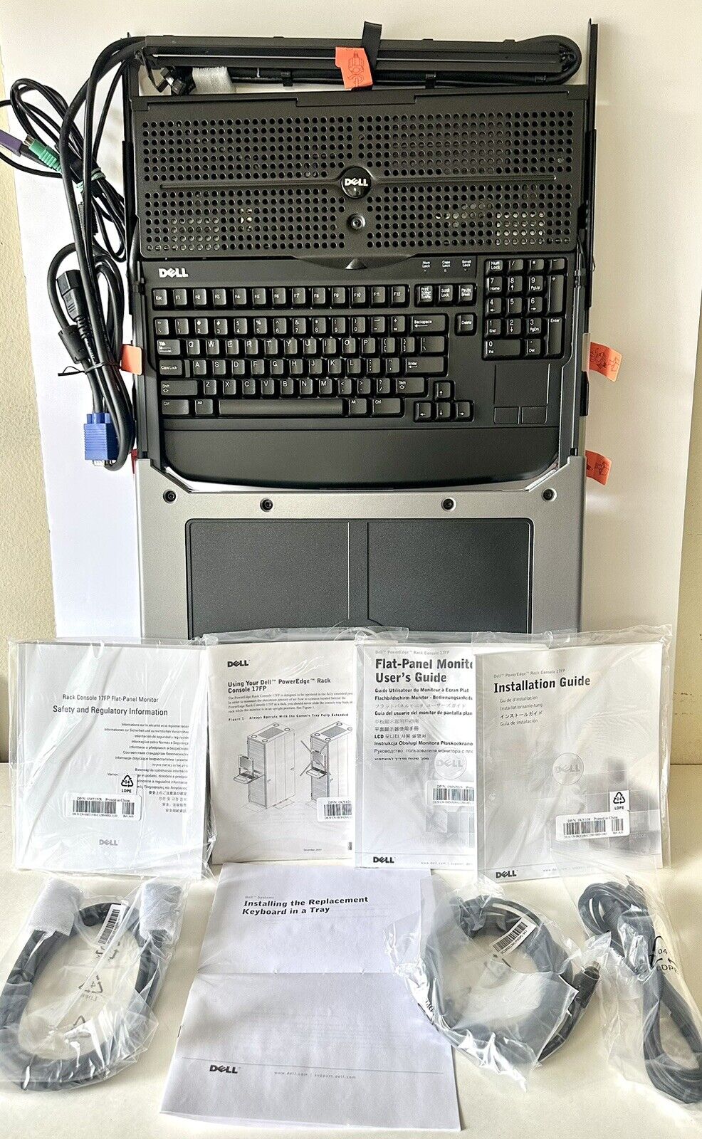 Dell Poweredge 1U Rack Mount 17FP KMM Kit PDJCN LED Flat Panel Console  Keyboard