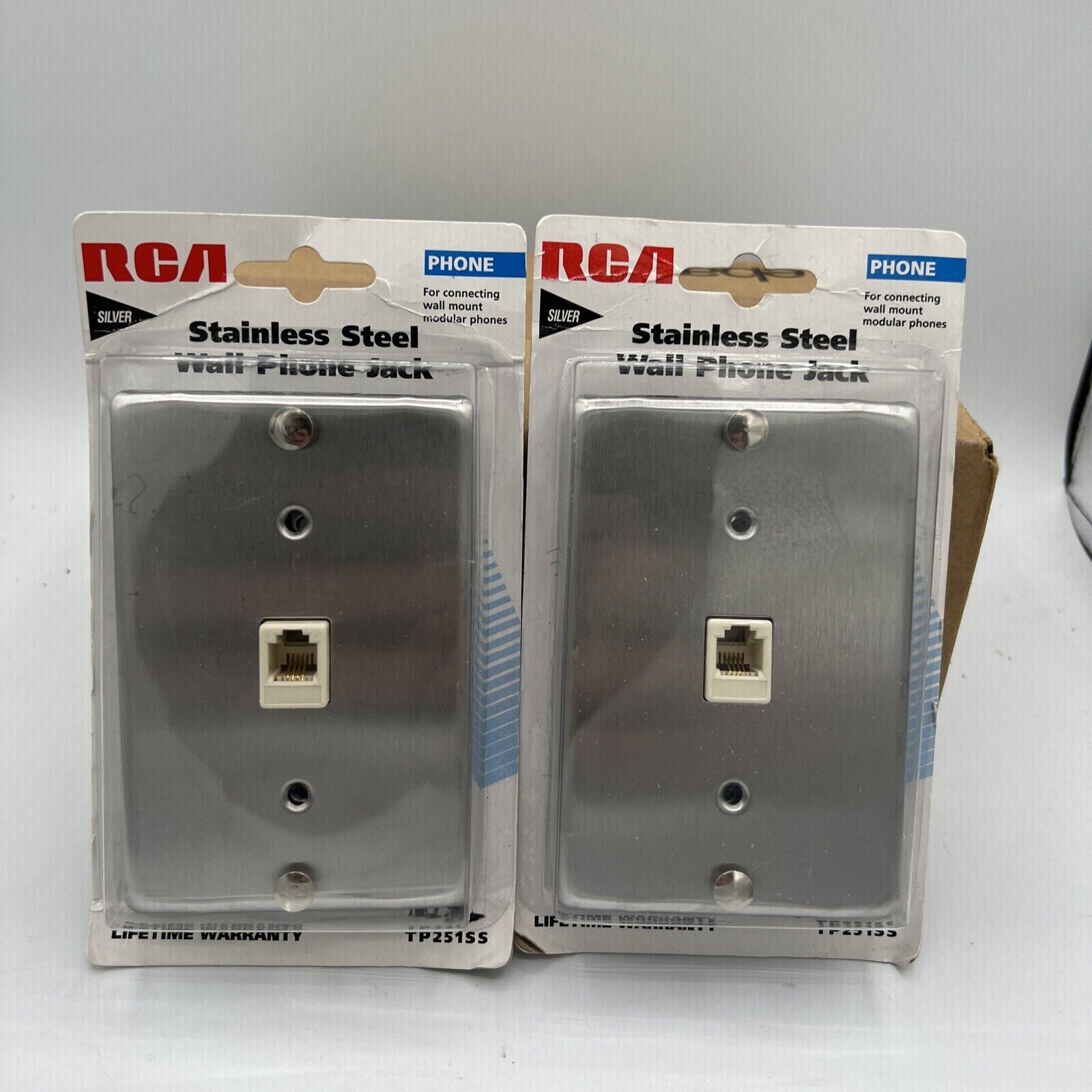 RCA Stainless Steel Silver Wall Mount Modular Phone Jack TP251SS LOT OF 2