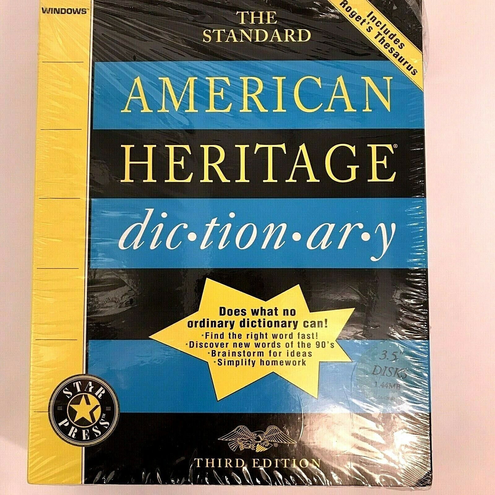 American Heritage Dictionary Roget\'s Thesaurs 3rd Edition Windows 3.5” Disks