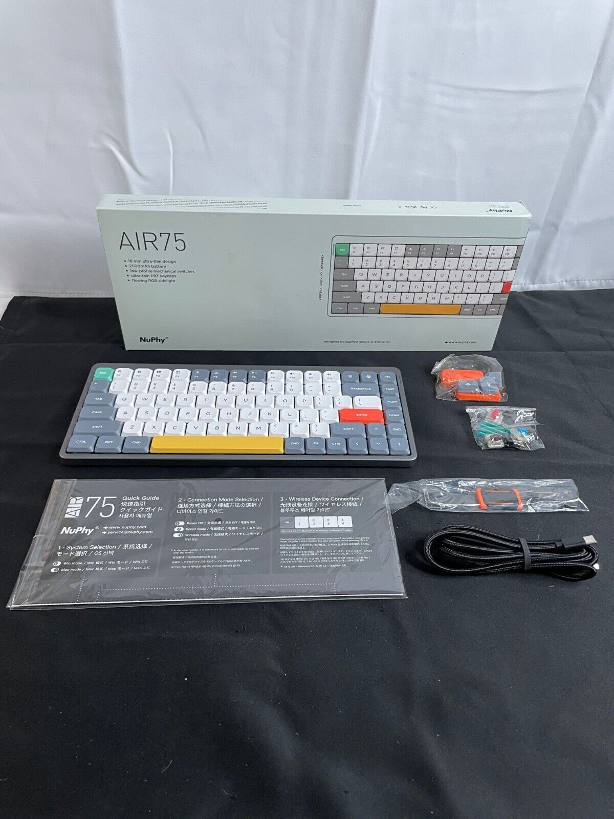 NuPhy AIR75 Gray White 16 mm Ultra Thin Wireless Bluetooth Mechanical Keyboard