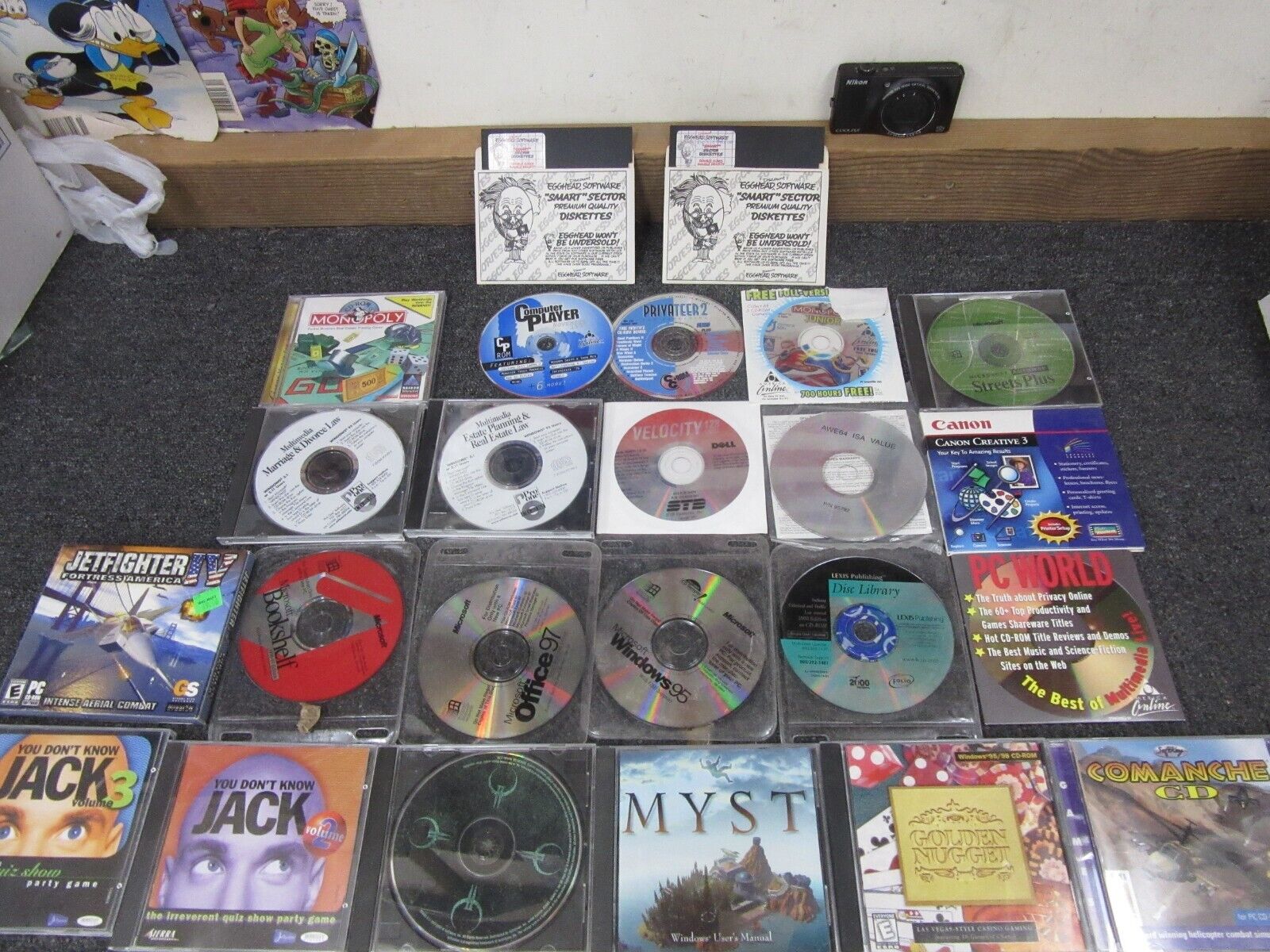 Estate lot PC Games CD vintage JACK Myst Jetfighter Streets Windows Diskettes +