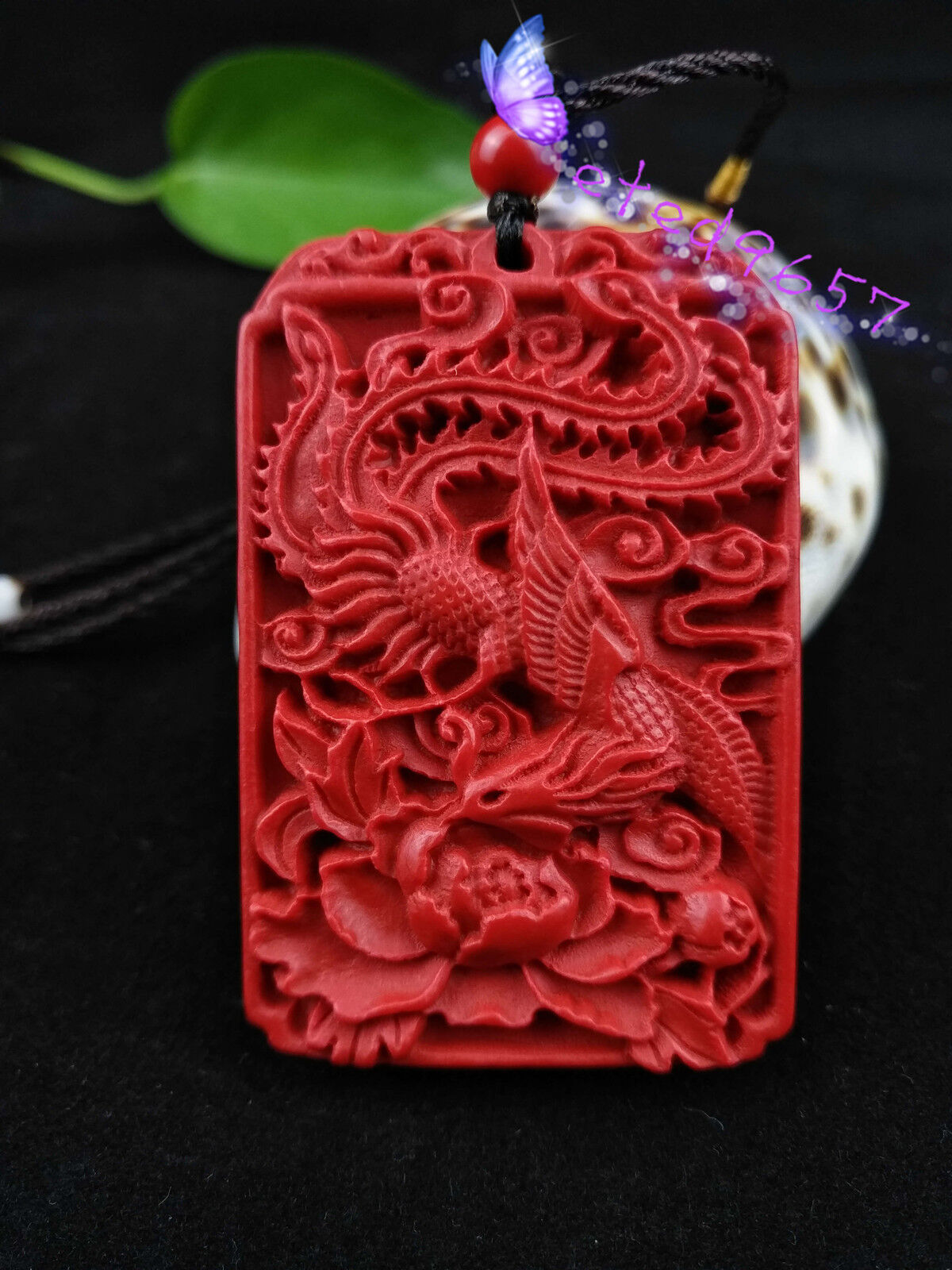 Fashion Chinese Natural Red Organic Cinnabar Phoenix Pendant Lucky Amulet Hot