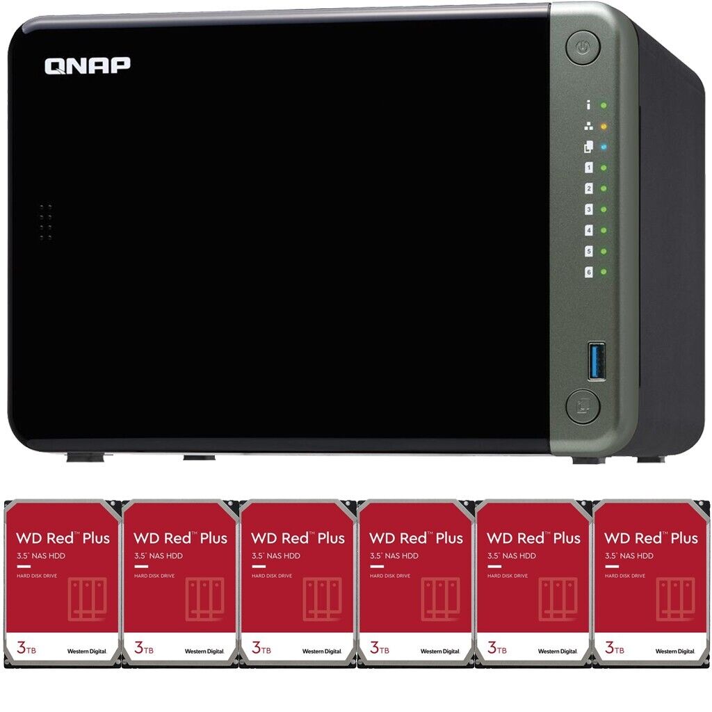 QNAP TS-653D 6-Bay 8GB RAM 18TB (6x3TB) Western Digital NAS Drives