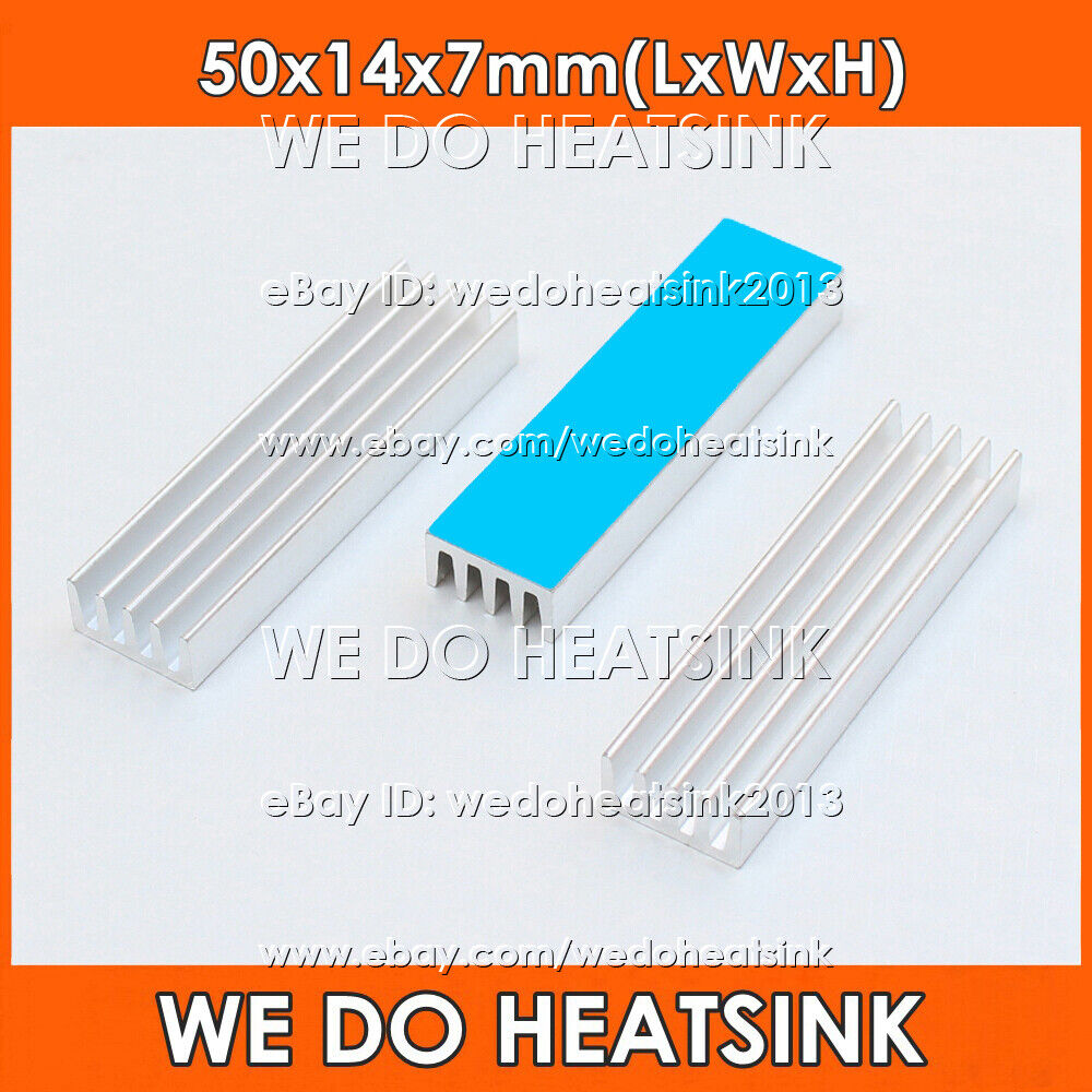 50x14x7mm Silver Heatsink Cooler Radiator With Thermal Double Sided Adhesive Pad