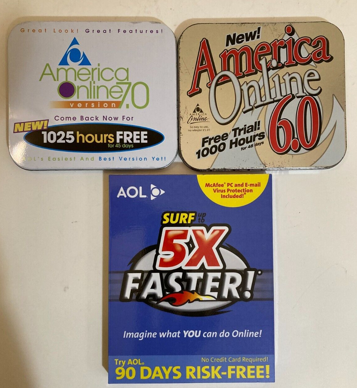 Lot of 3 Vintage AOL Installer Mailer CD Cases Only