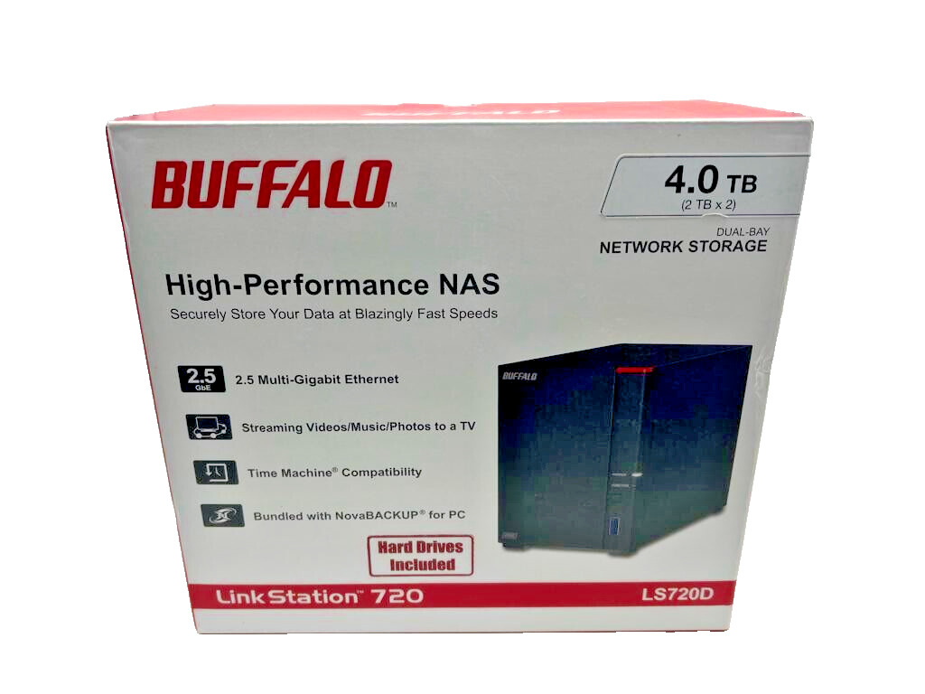 NEW Buffalo LinkStation 720 4TB Hard Drives Included NAS [2 x 2TB, 2 Bay] LS720D