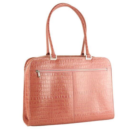 (NEW) Laptop Briefcase Genuine leather Pink Croco High Quality Fashionable Style