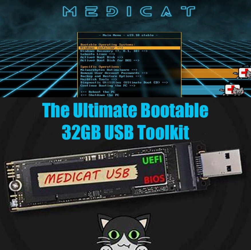 MediCat bootable USB Thumbdrive w/32GB of tools - Advanced Troubleshooting