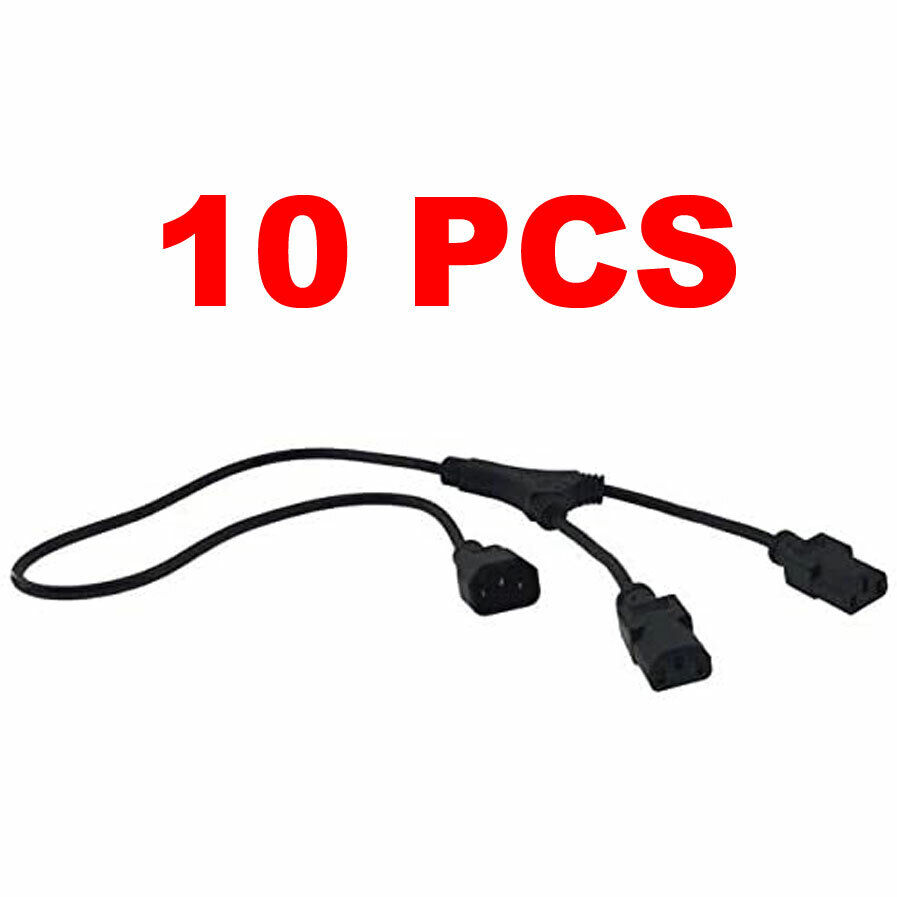 ( Lot of 10 ) AC Power Cord Extension Y Splitter Cable IEC320 C14 to 2x C13
