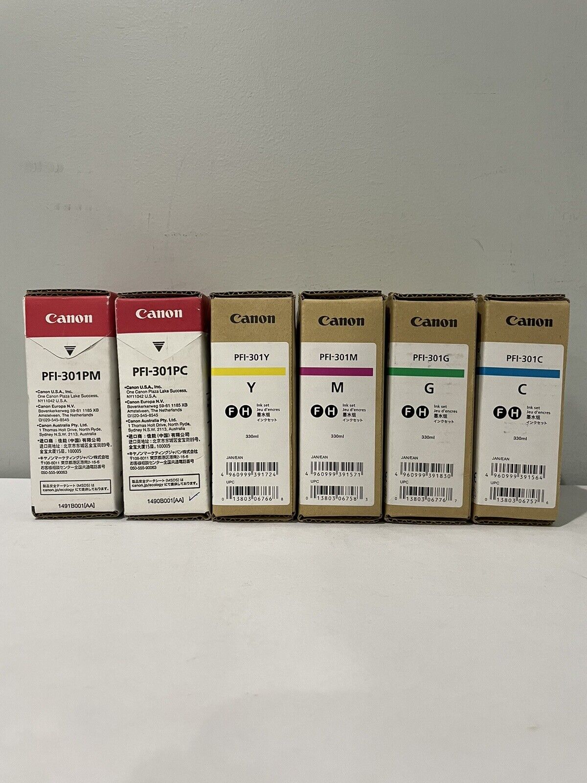 Canon PFI-301 set of 6 Ink tank G/Y/M/C/PC/PM for ImagePROGRAF 8100 9100 New