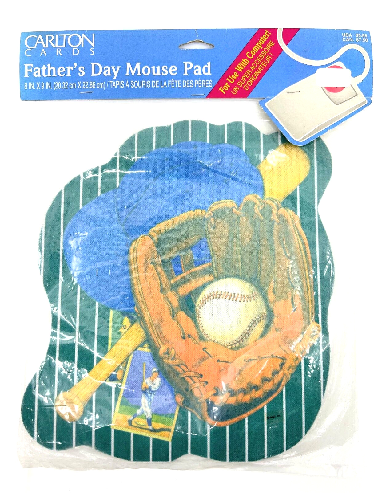 NEW Carlton Cards Vintage Baseball Themed Pitcher & Bat Mouse Pad, 8x9