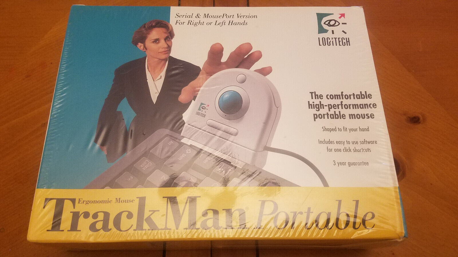 Vintage Logitech TrackMan Portable Trackball Mouse PS/2 Serial - Brand New
