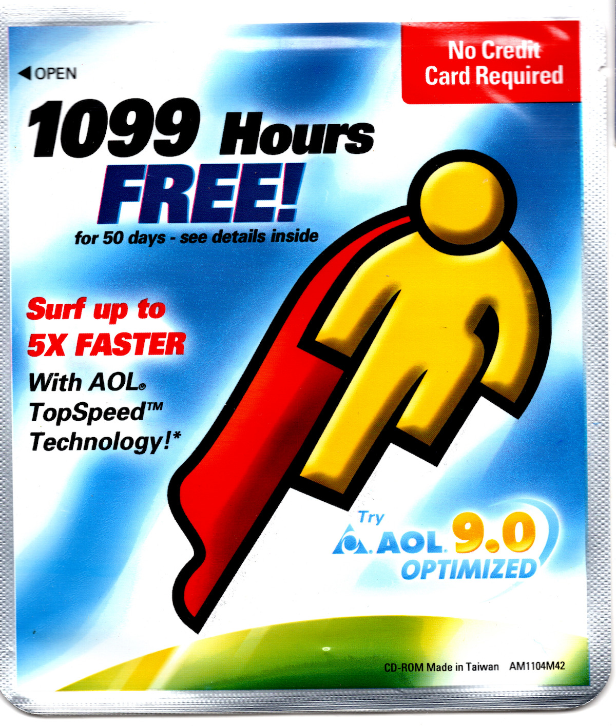 Vintage Rare AOL “Running Man” Superhero 1099 Hours AOL CD, New Factory-Sealed