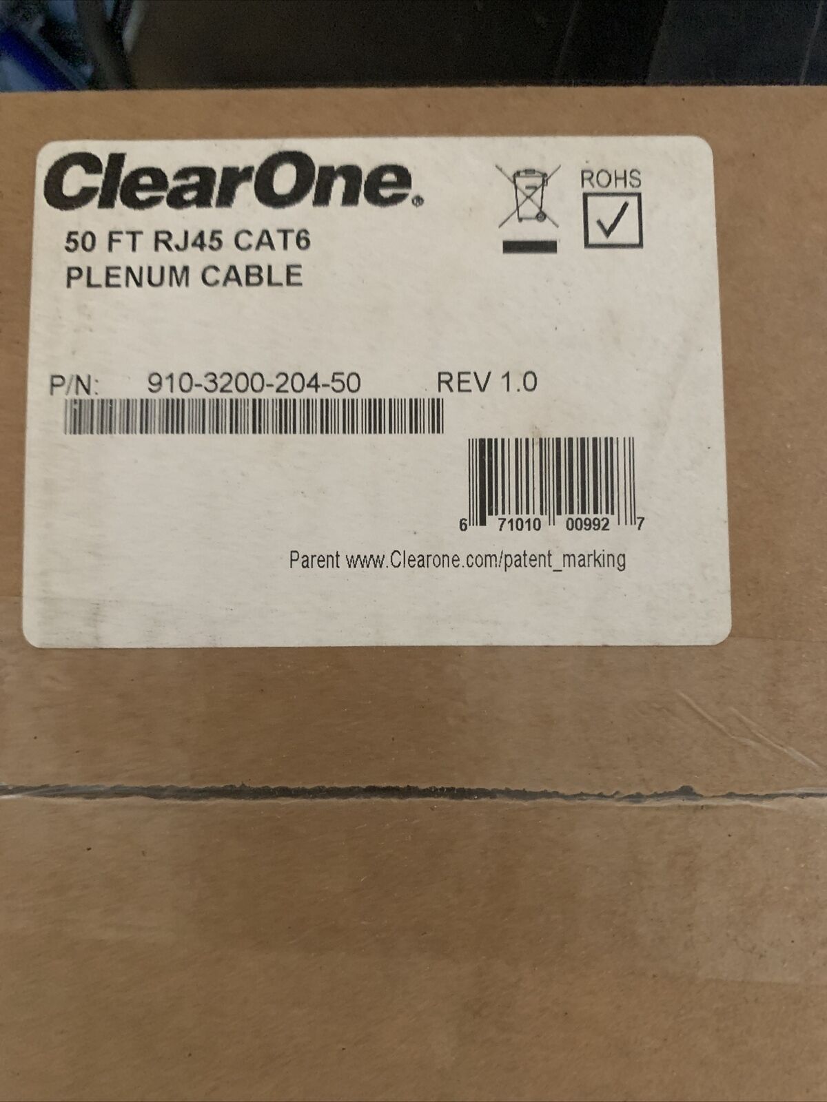 Clear one 50FT RJ45 CAT6 Plenum Cable