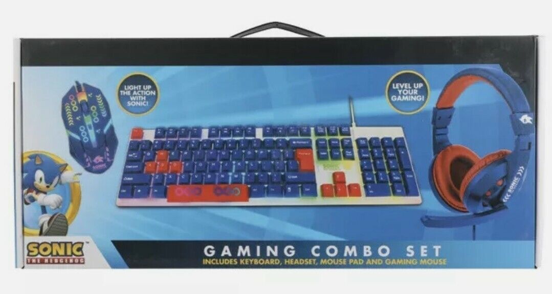 SONIC The HEDGEHOG Gaming Combo Set: Keyboard + Headset + Mouse SEGA Computer PC