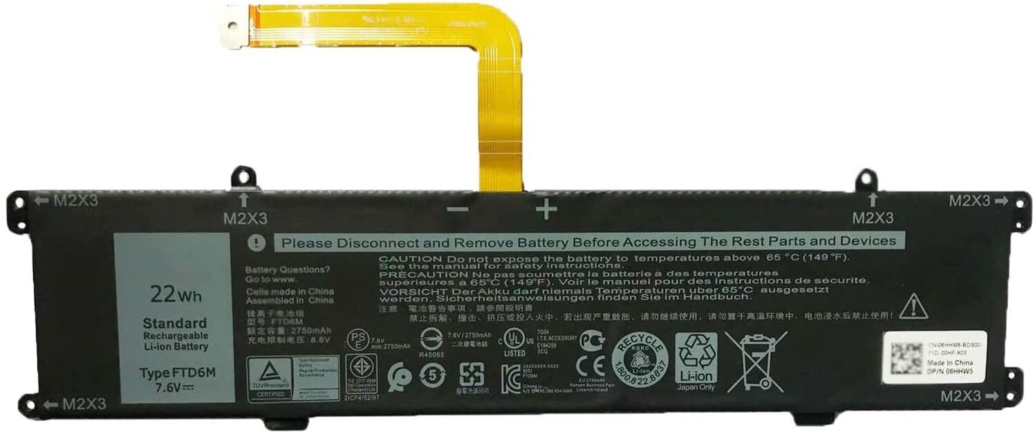 New FTD6M 6HHW5 06HHW5 22Wh Keyboard Battery for Dell Latitude 7285 E7285 2-in-1
