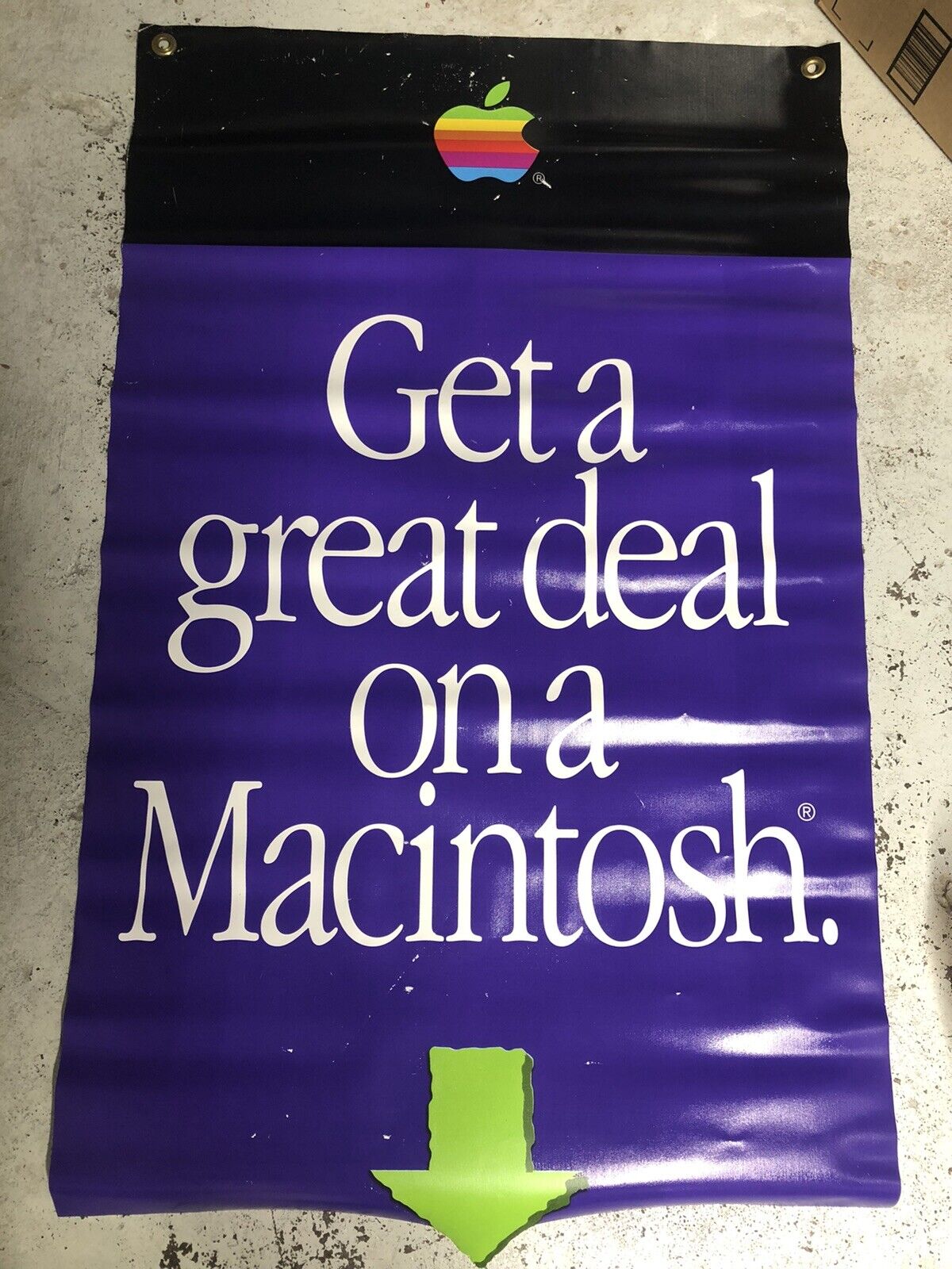 RARE Apple Macintosh Vintage Vinyl Banner Rare - 2 Sided - 1990s  Mac - 24”x38”