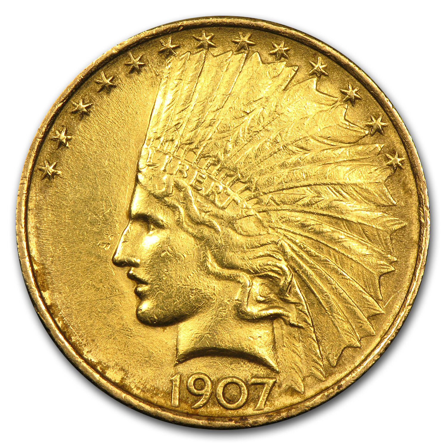 1907 $10 Indian Gold Eagle (Cleaned) - SKU #68854