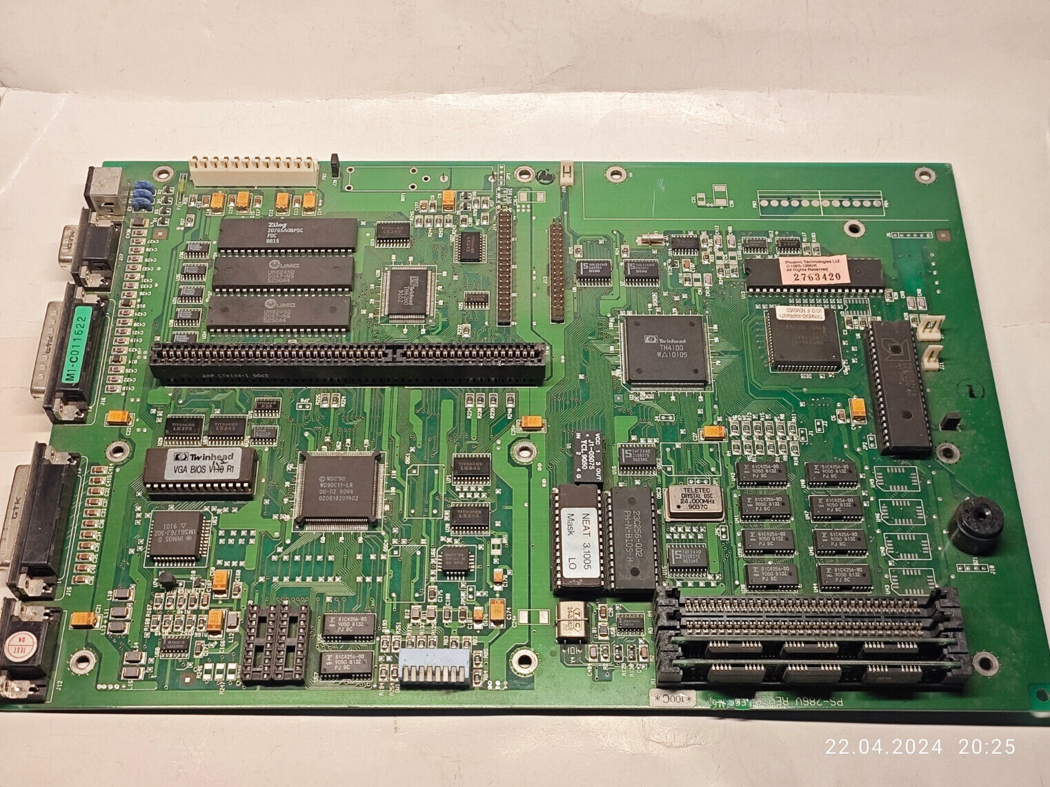RARE Twinhead PS-286V REV 0 w Intel 12 Mhz CPU, FPU, VGA, IDE, PS/2, 1 MB RAM