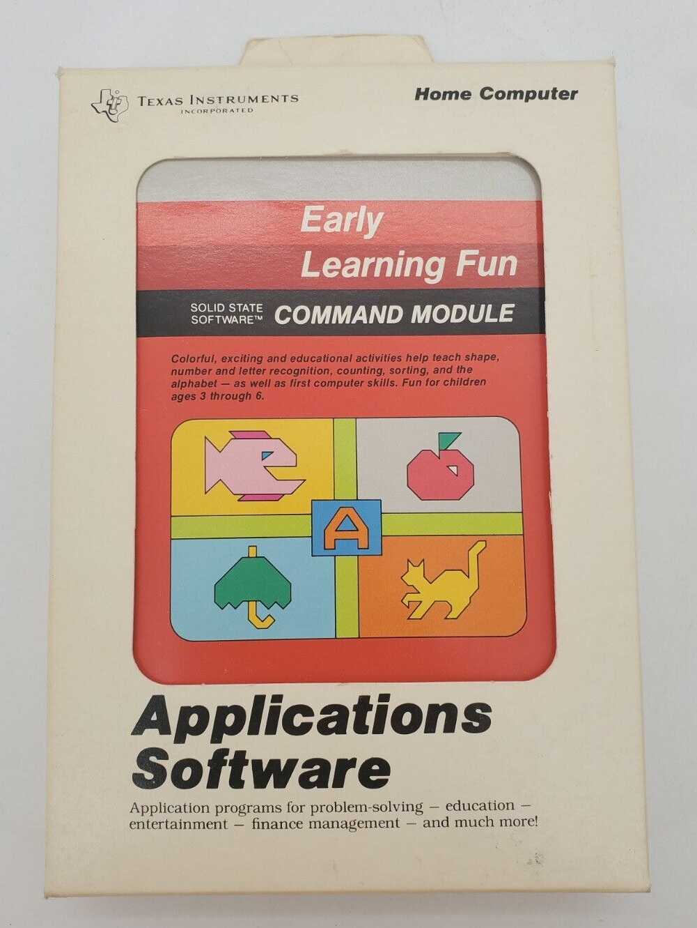 Texas Instruments TI-99 4A Computer Cartridge Early Learning Fun Manual, Tested