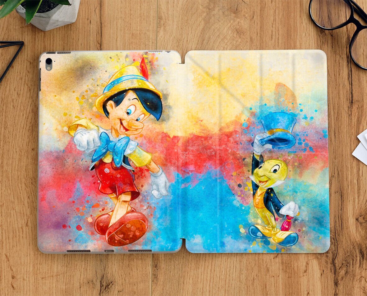 Pinocchio and Jiminy cricket iPad case with display screen for all iPad models