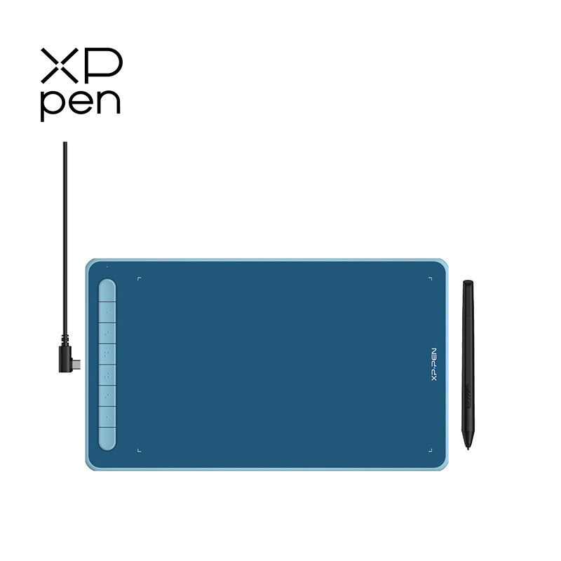Xp-pen Deco L Drawing Graphics Tablet W/ X3 Stylus 60° Tilt 8 Shortcut Keys Blue
