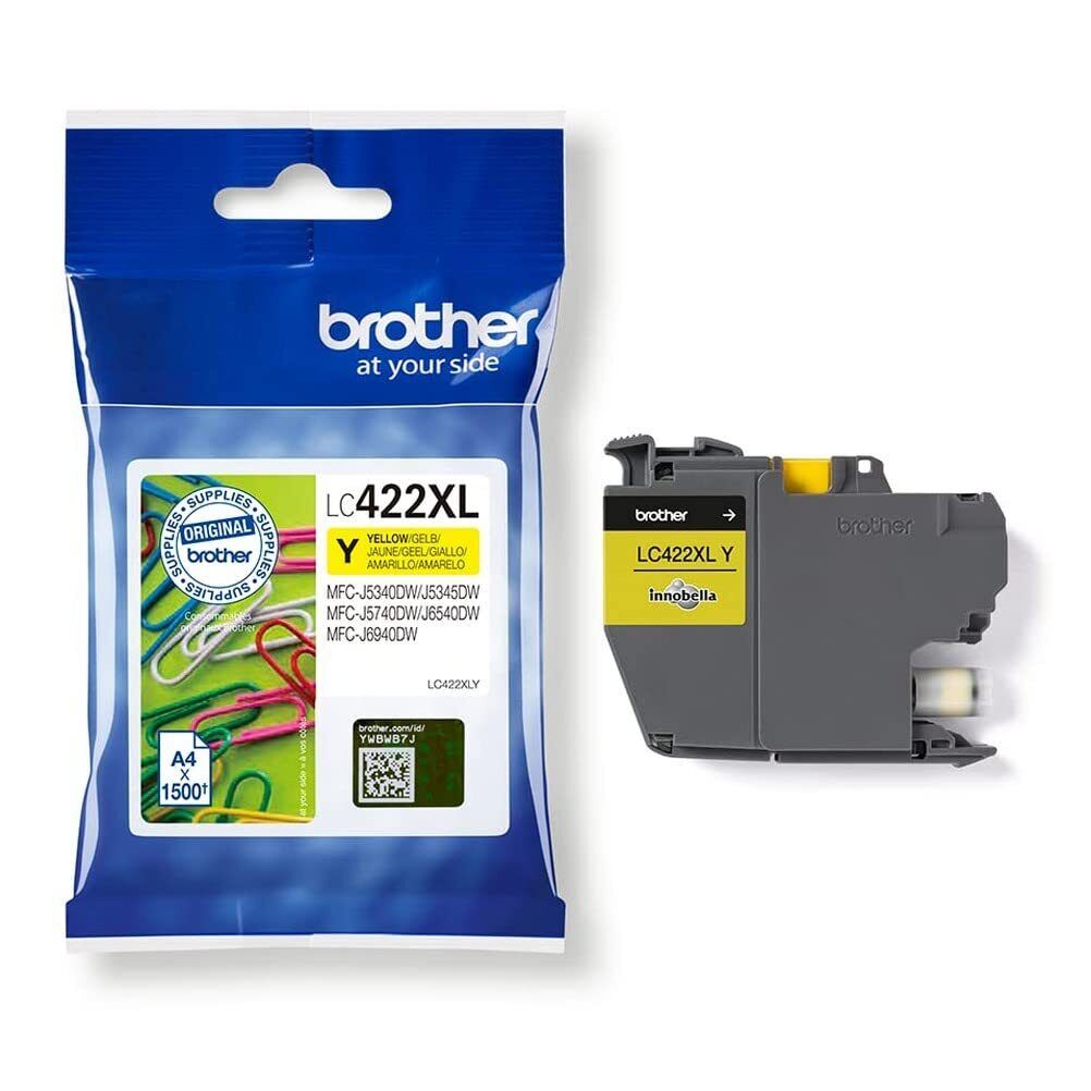 Original Brother LC-422XLY Yellow Ink Cartridge 1,500 Pages for MFC-J5340DW, MFC