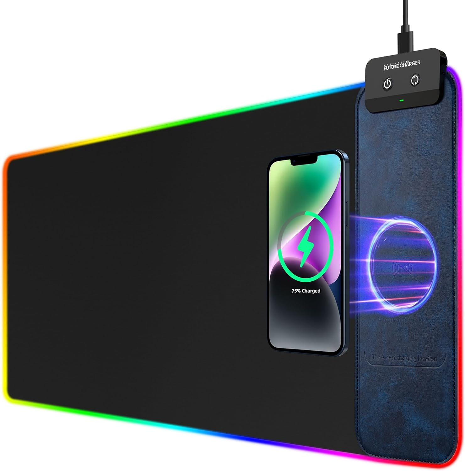 Gaming Mouse Pad with Wireless Charger Pad Dock 10W Charging For iPhone and Sams