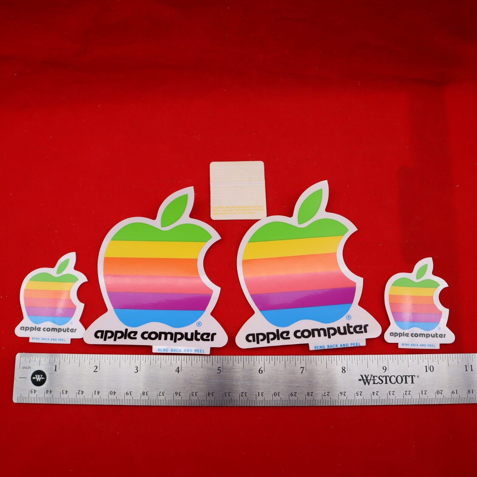 Super rare - Original 4x Vintage Apple Computer stickers - rainbow logo NOS