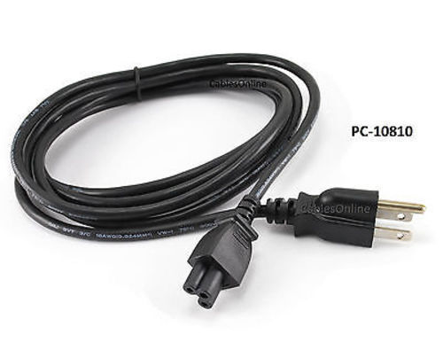 10ft Replacement 3-Pin Laptop/Notebook AC Power Cord / Cable for 3-Prong Charger