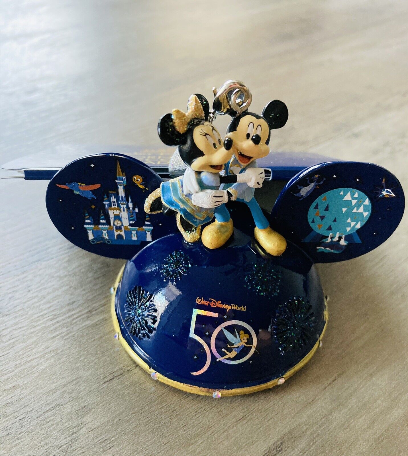 Walt Disney World 50th Anniversary Mickey & Minnie Light-Up Ear Hat Ornament