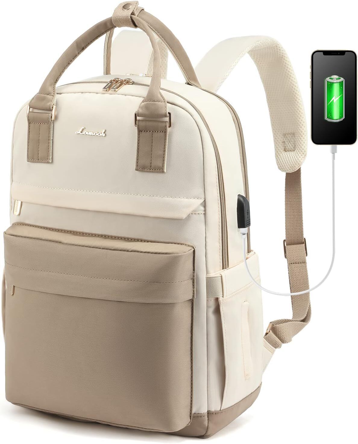 Women's Laptop Backpack 15.6 Inch USB Port Fashion Vintage Waterproof Bag