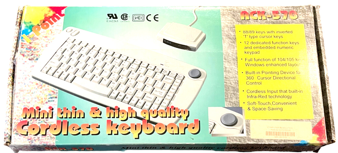 Vintage I-Point Cordless Keyboard ACK-570 - Mini Thin & High Quality