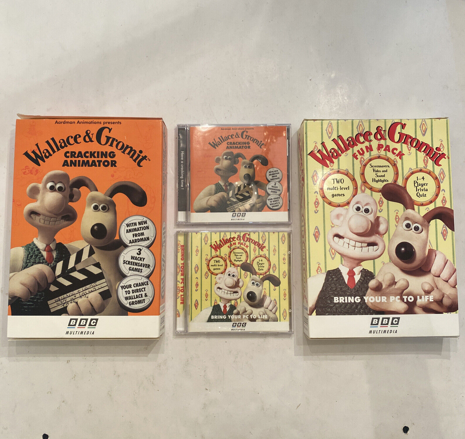 WALLACE & GROMIT Cracking Animator & Fun Pack Vintage Lot PC CD-ROM