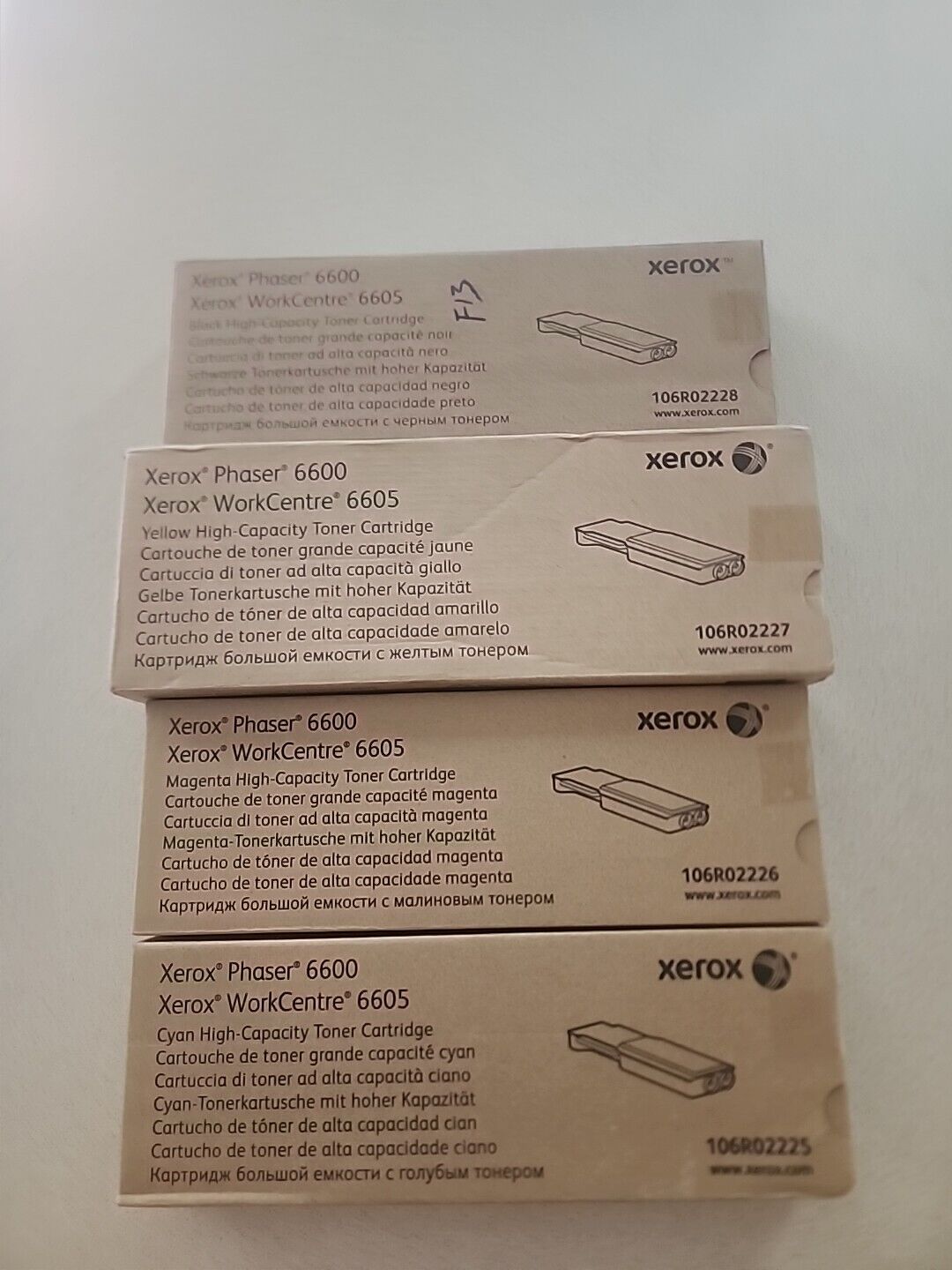 Genuine Xerox 6600/6605 K,C,M,Y*SET OF 4*Toner Cartridges 106R2228,27,26,25