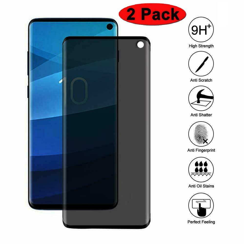 2 PACK Anti-Spy 5D Privacy CURVED Protect Tempered Glass Film For Samsung Galaxy