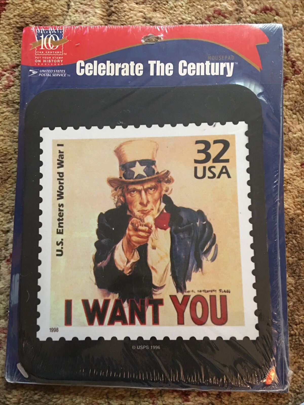 Vintage Mouse Pad “Celebrate The Century” I Want You Uncle Sam USPS from 1996