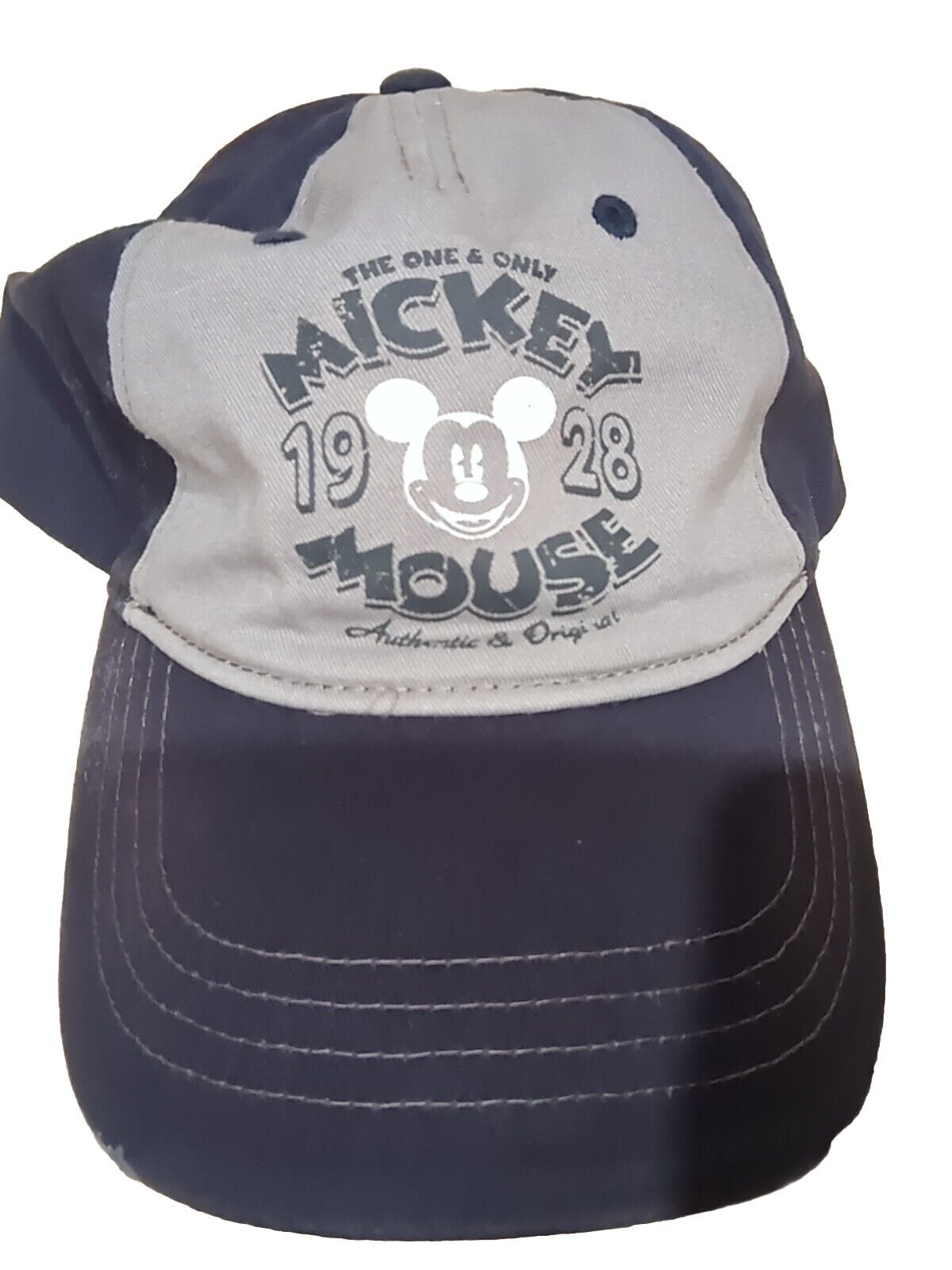 Disney Parks Mickey Mouse Distressed Navy Adjustable Baseball Cap Hat Adult