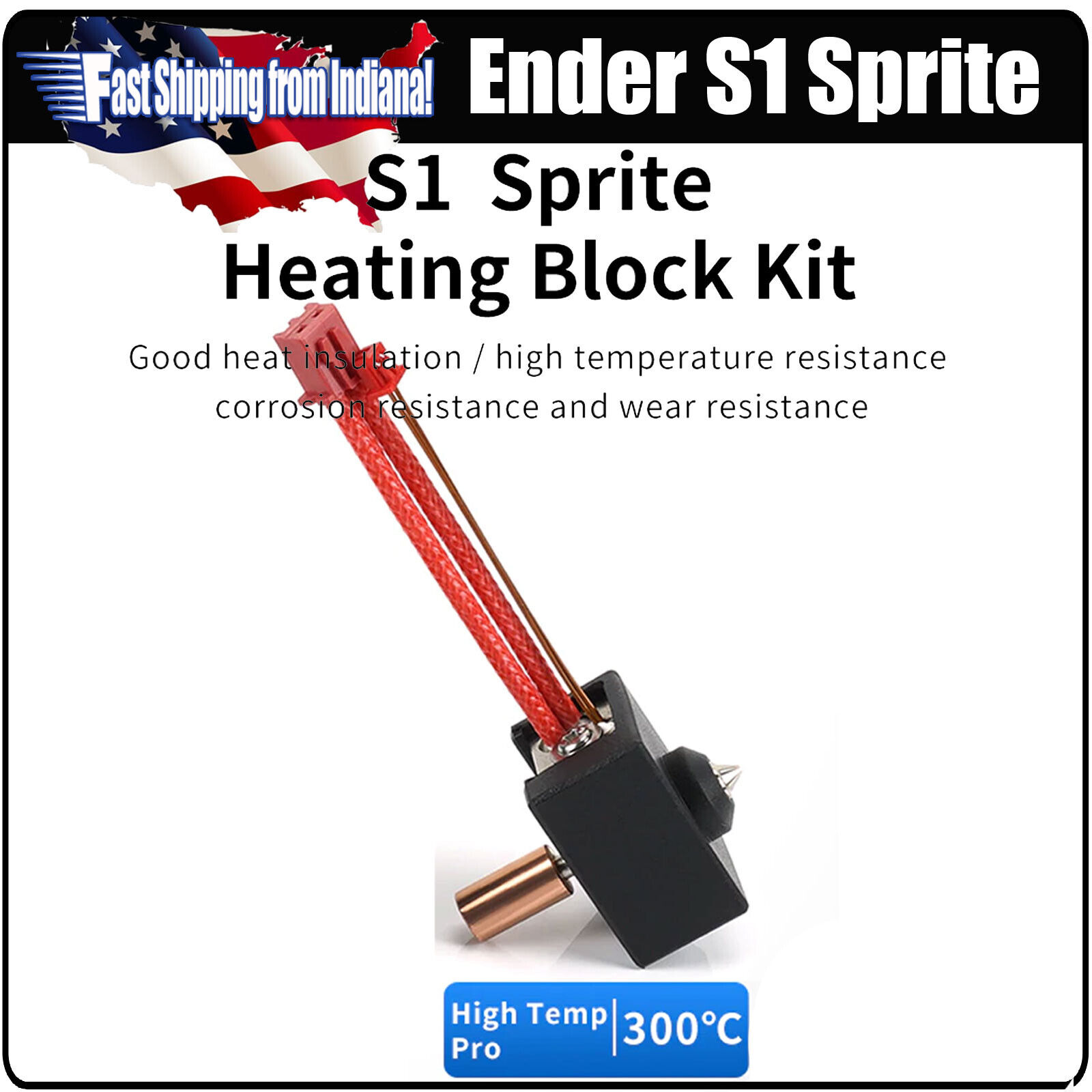 Ender 3 S1 Sprite Extruder Heater Block Kit Bi-Metal 300 High Temp