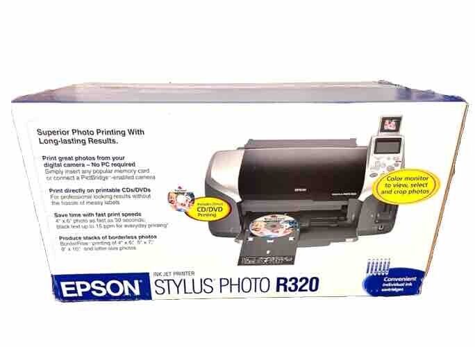 Epson Stylus R320 Digital Photo Inkjet Printer Sealed Print Direct CDs/DVDs New