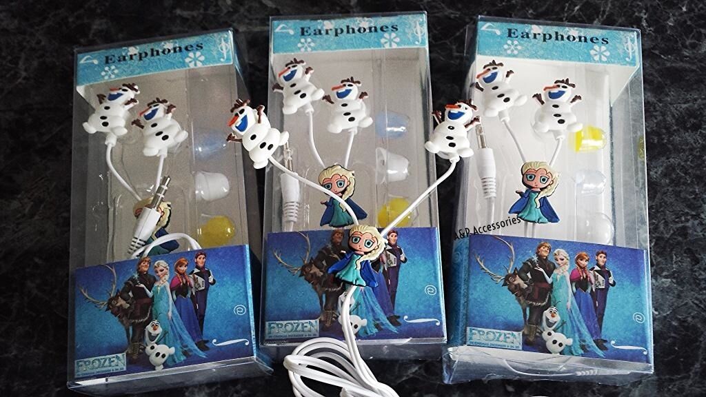 Disney Frozen Earphones 3 Pack Anna Elsa Olaf Portable 3.5mm Tablets Phones Mp3s