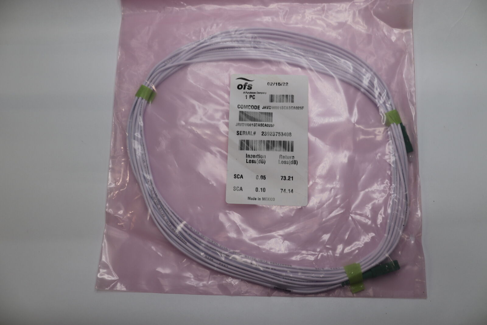 OFS Fiber Optic Patch Cable RISER I/O SM Simplex 3.0mm 25-FT