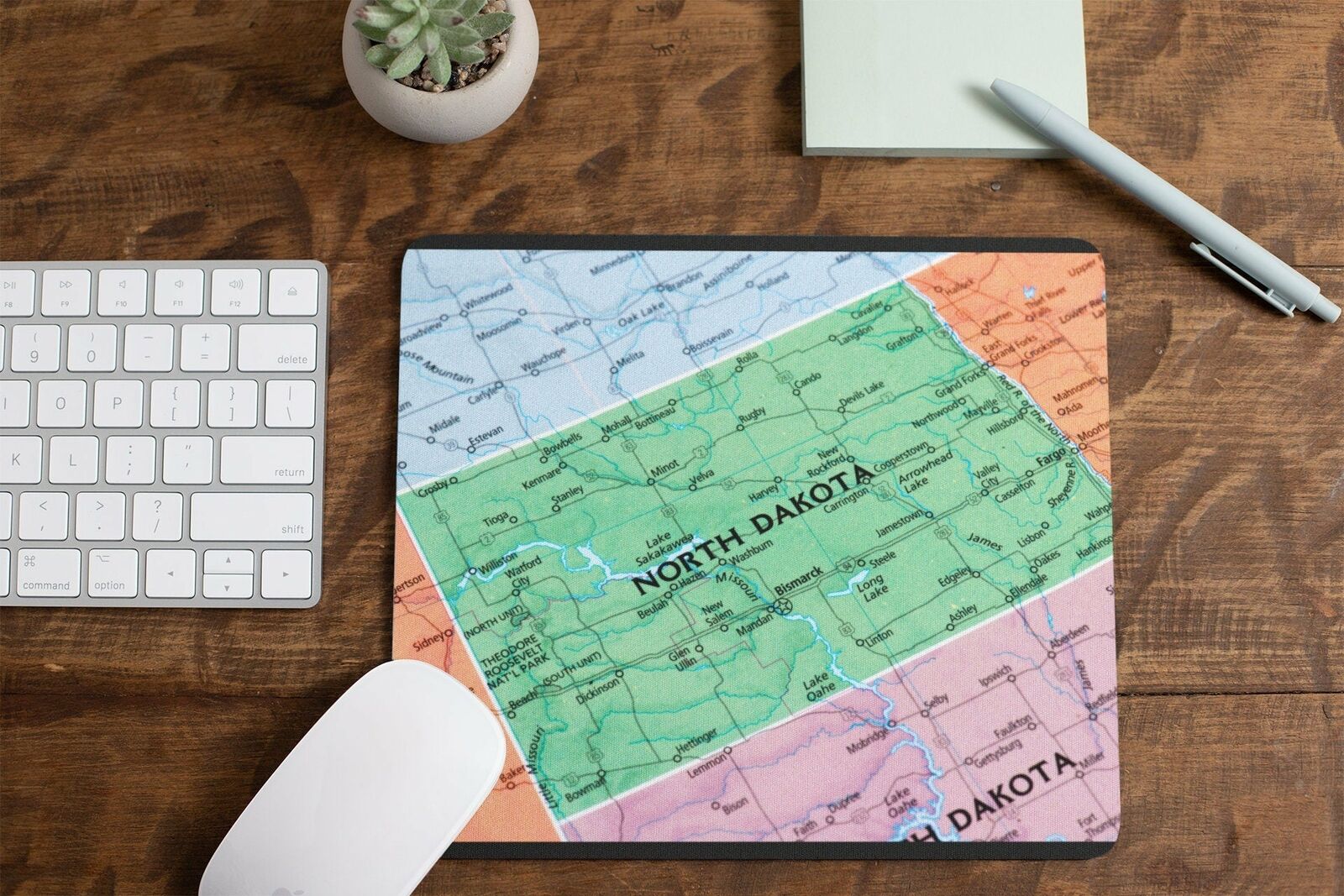 North Dakota State Map Mouse Pad for Computer Office Gaming Desk Non-Slip