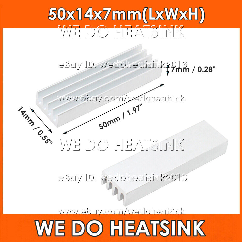 50x14x7mm With or Without Tape Silver Heatsink Aluminum Cooler Radiator
