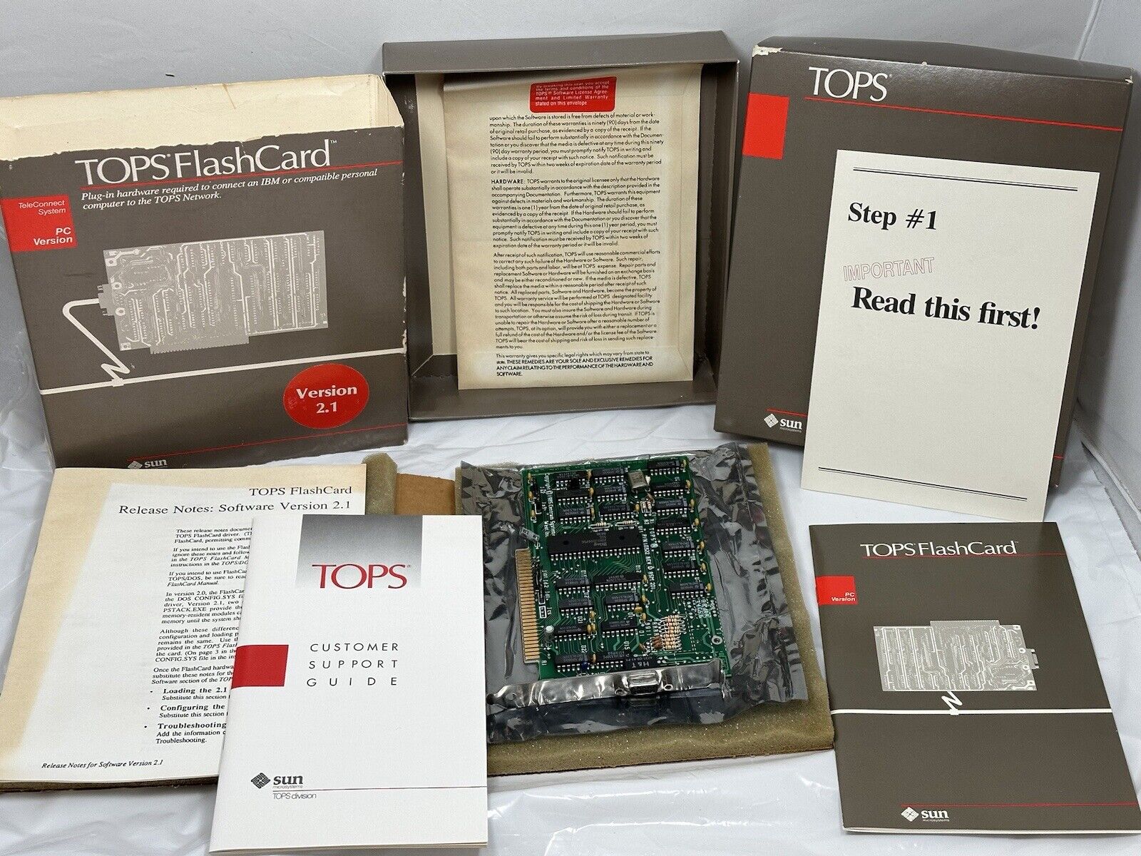 Vintage TOPS FlashCard Plug-in Card, Disk, Manual & Box by Sun Microsystems v2.1