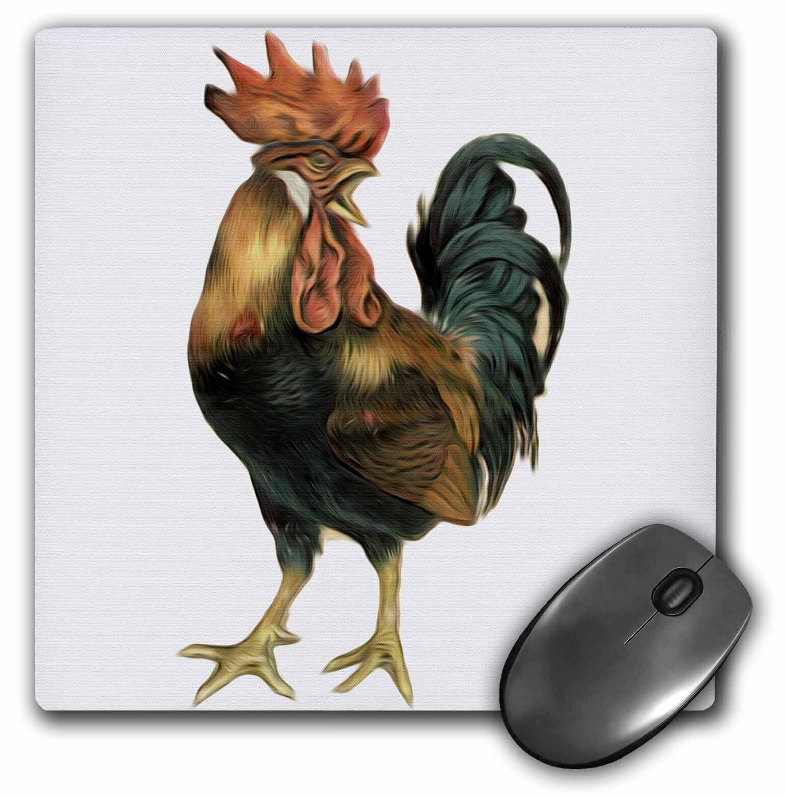 3dRose Vintage Antique Bird Illustration Cock Rooster Chicken MousePad
