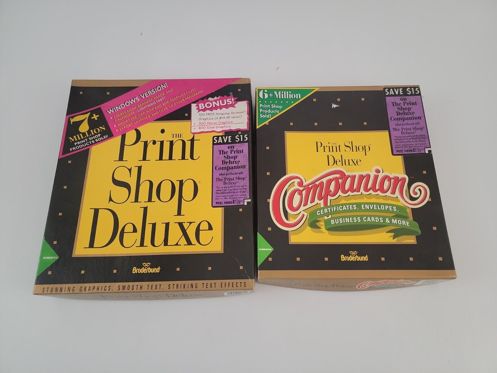 Broderbund THE PRINT SHOP DELUXE and Companion For Windows PC BIG BOX 3.5 Disk